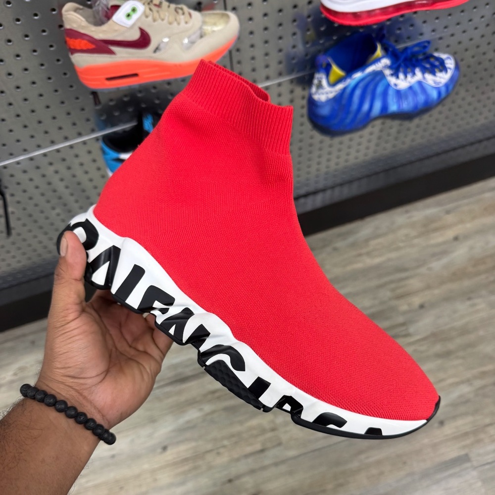 Balenciaga Vibrant Red Knit Sneakers